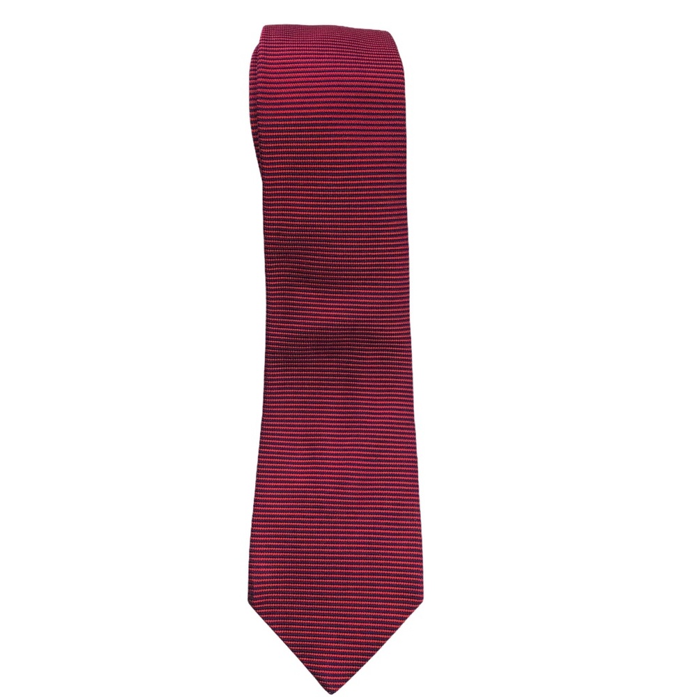BARNEYS NEW YORK Red & Navy Striped Tie Silk